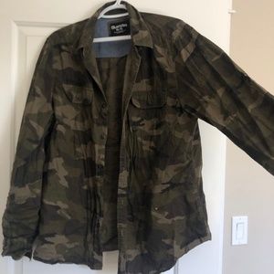 Oversized camo button down